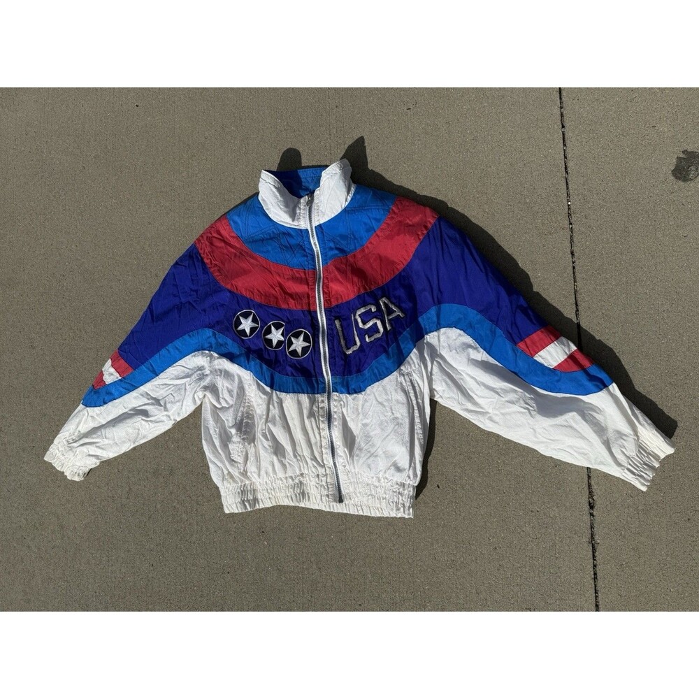 Vintage USA Olympic Team Jacket Womens M Red Blue Winter Albertville 1992 Head
